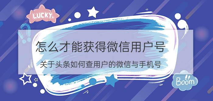 怎么才能获得微信用户号 关于头条如何查用户的微信与手机号？